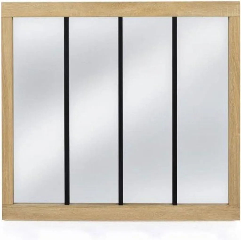 Grand miroir rectangulaire bois 110 x 70 cm - Décoration murale loft 4p