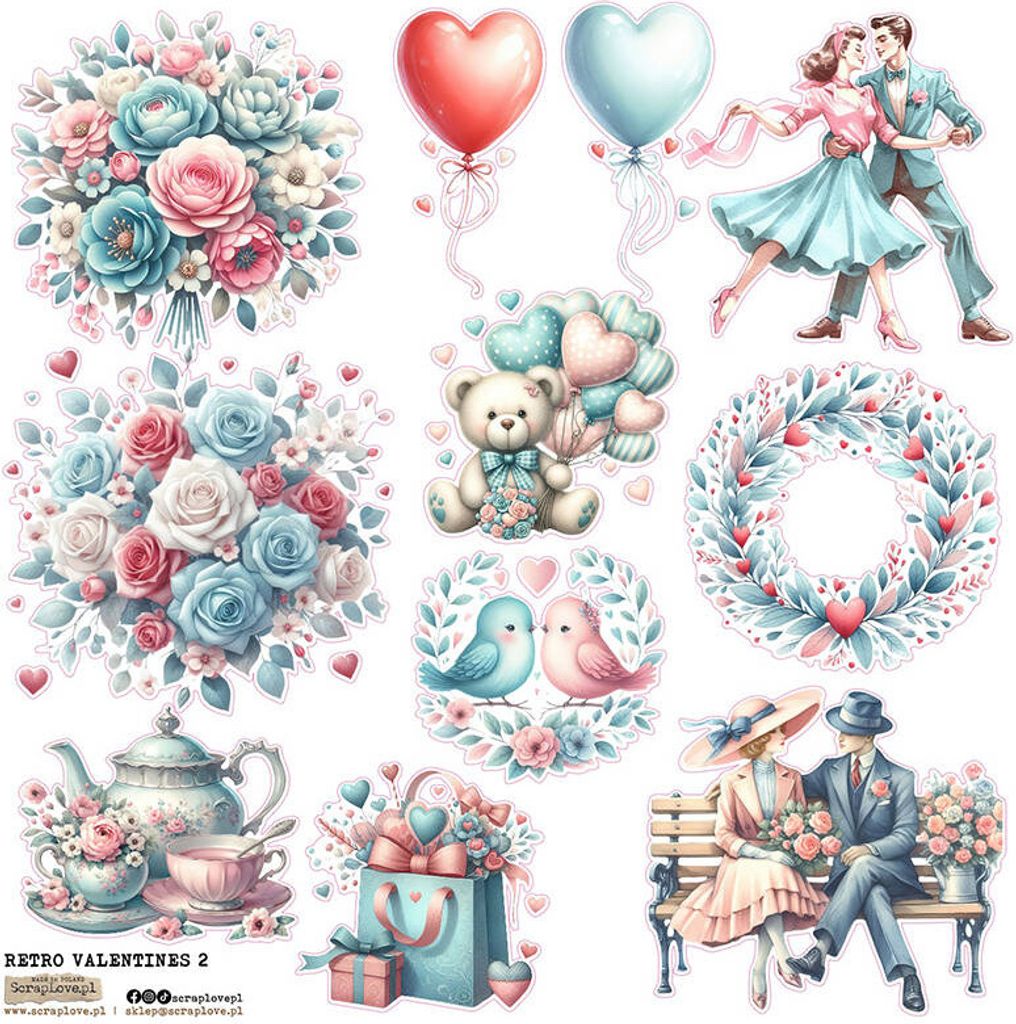 AUFKLEBER - ScrapLove - Retro Valentinstag 2