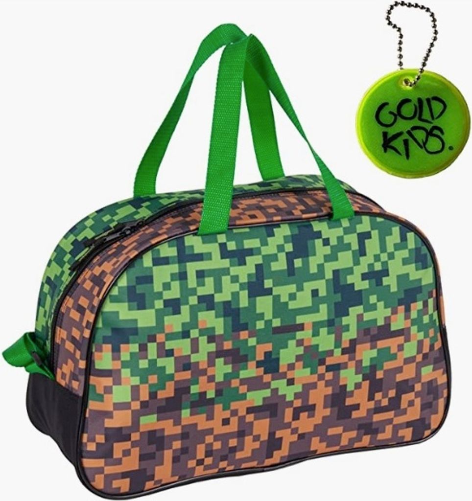 Goldkids Minecraft Pixel Game Handtasche Sporttasche Trainingstasche Schultertasche Tasche Reisetasche Sport Bag inkl. leuchtender Anhänger