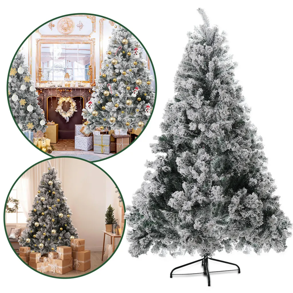 Sapin de Noël Idéal pour Petit Salon 150cm Enneigé avec Pied de Maintien
