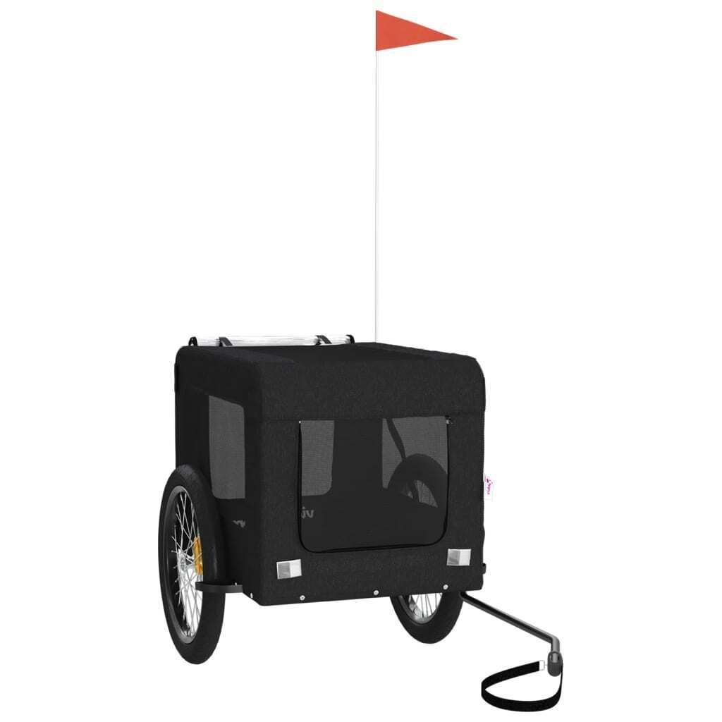 vidaXL Fahrradanhänger Hunde Schwarz Oxford-Gewebe & Eisen
