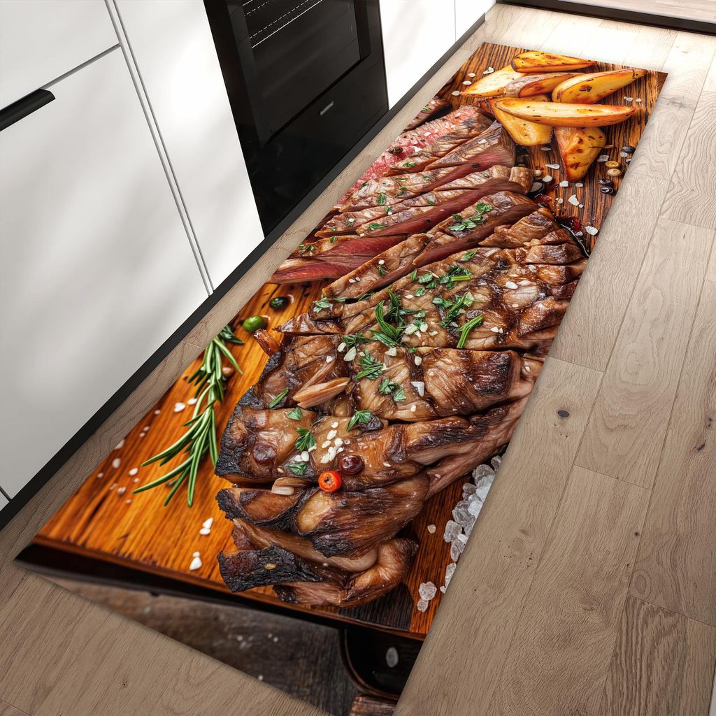 Küchenteppich 80x250cm rutschfest & abwischbar PVC Läufer - Grillplatte