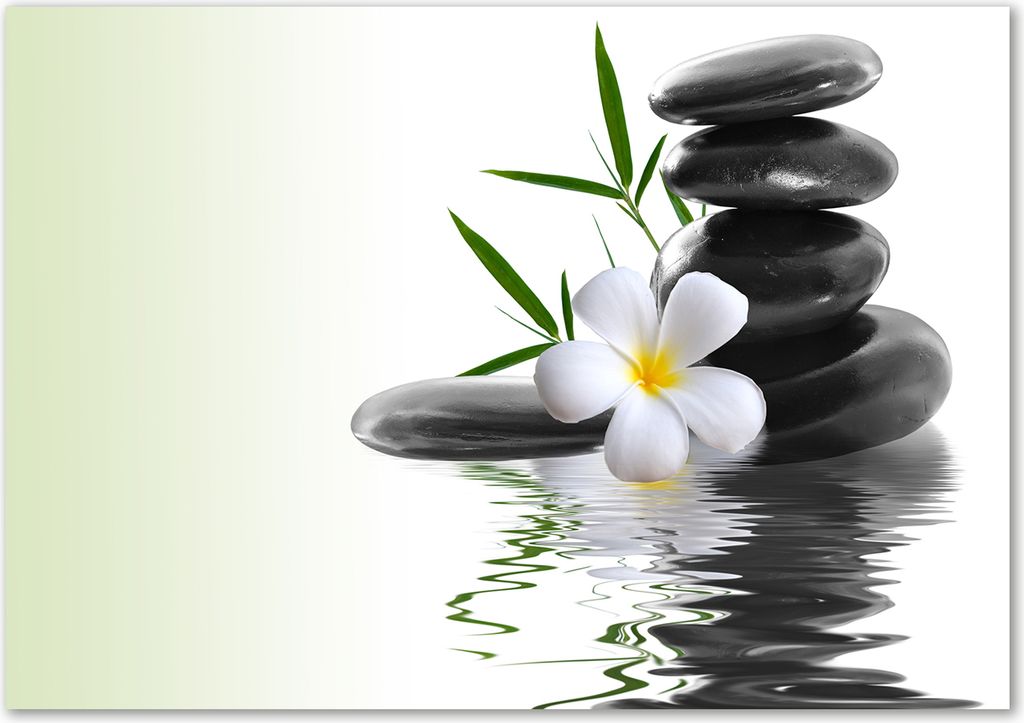 Tulup Leinwandbild - 100x70 cm - Wandkunst - Drucke auf Leinwand - Leinwanddruck - Blumen & Pflanzen - Weiß - Zen Steine