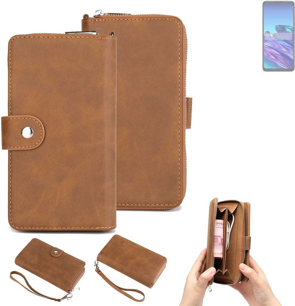 K-S-Trade Handyhülle Schutzhülle kompatibel mit TCL 40 XE & Portemonnee Tasche Handytasche Case Etui Geldbörse Wallet braun (1x)