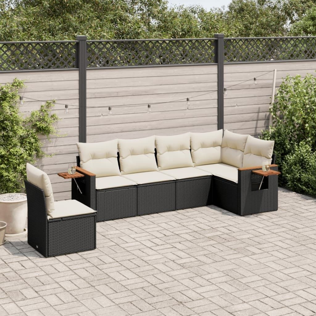 Maison Exclusive - 6-tlg. Garten-Sofagarnitur mit Kissen Schwarz Poly Rattan