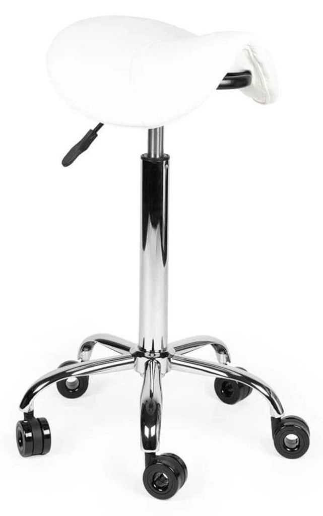 Friseurhocker Weiß Auf Räder - Hoch / ohne Fußstütze