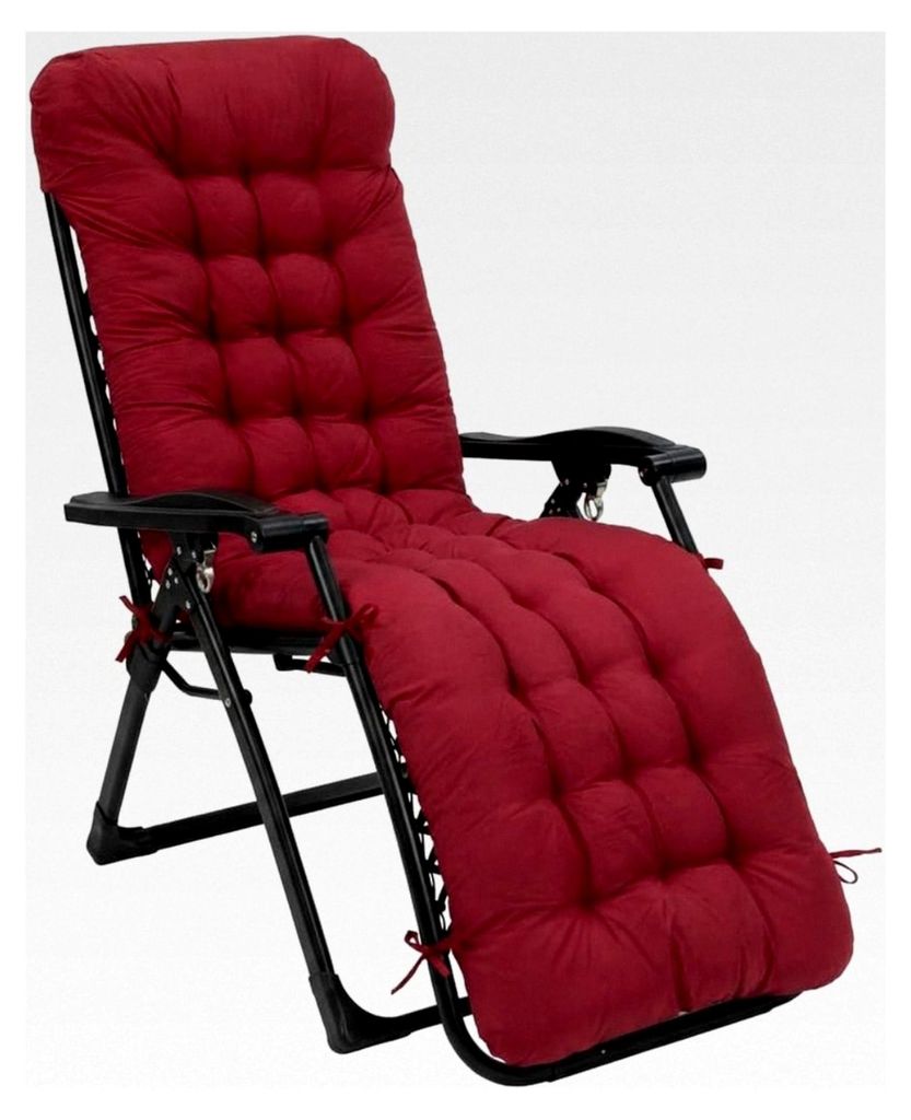 Liegenauflage für Gartenliege 170x53x7 cm, Polsterauflage für Sonnenliege mit Einstellband (Rot)