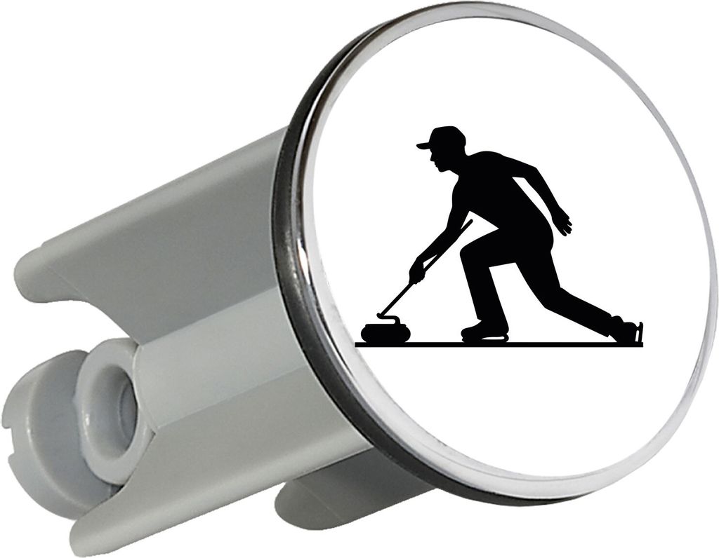 Huuraa Waschbeckenstöpsel Curling Silhouette 4cm höhenverstellbar Abflussstopfen Geschenkidee