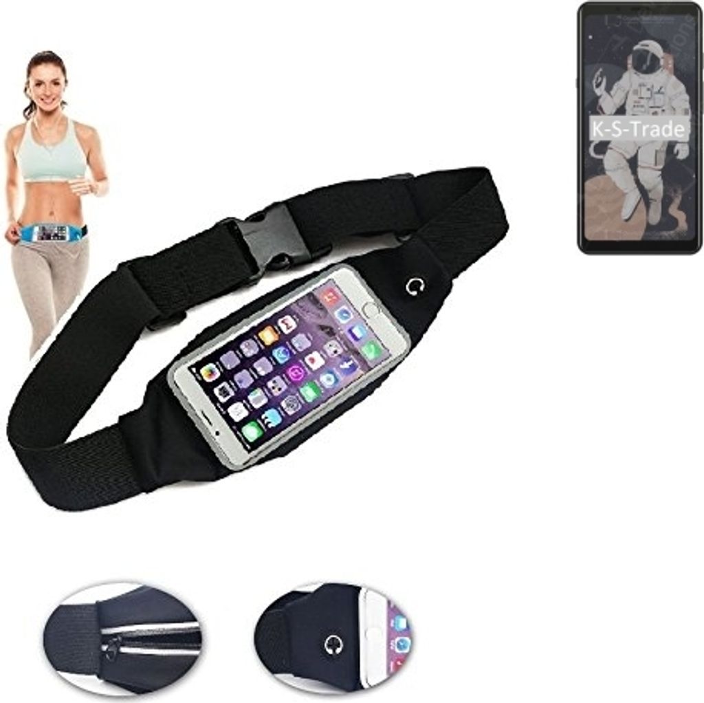 K-S-Trade Jogging-Armband kompatibel mit HiSense A5C Gürteltasche Umhängetasche Bauchtasche schwarz Sport Running Jogging Fitness Laufen Exercise
