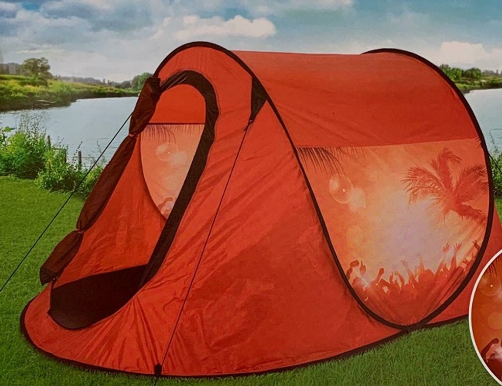 Polyester Outsunny Strandmuschel Strandzelt Wurfzelt Pop Up Zelt Campingzelt Automatisch 150 x 200 x 115 cm Blau/Rot