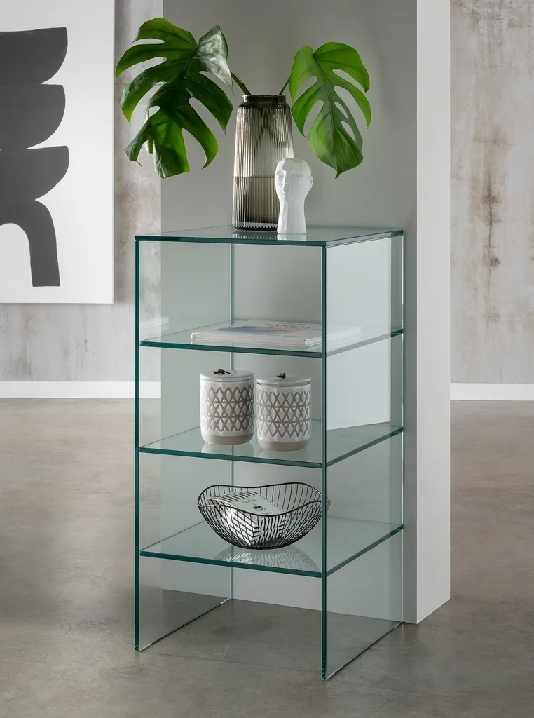 Étagère de salon en verre pour déco et livres 40x80x40cm modèle 7215