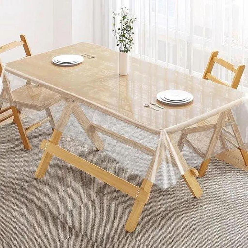 Bâche de table transparente imperméable 130x70 cm anti-tache et rayure