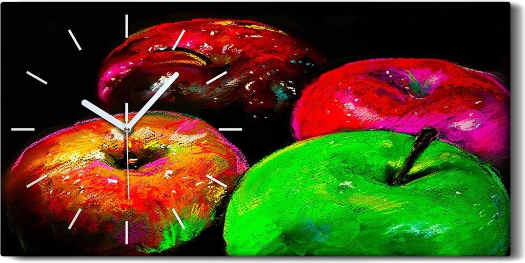 Dekor Leinwand Uhr Wandbilder 60x30 Wand Kunst Moderne Malerei von Äpfeln - weiße Hände