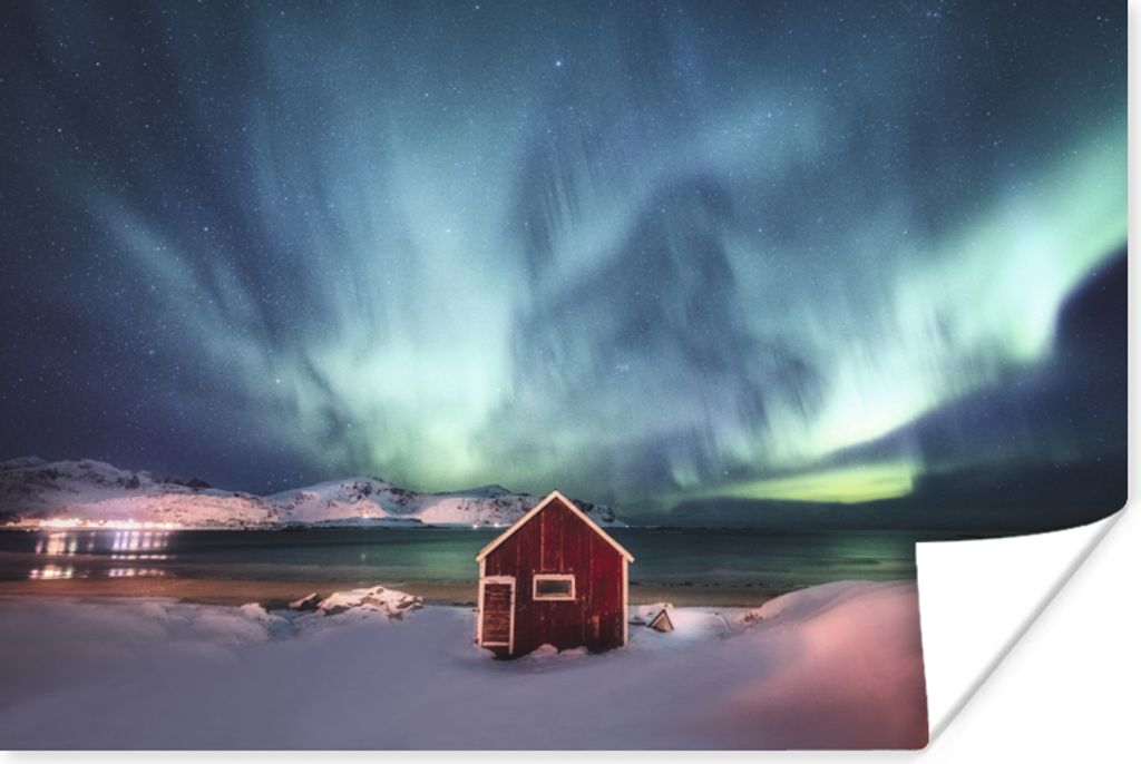 MuchoWow Poster Nordlichter - Himmel - Nacht 90x60 cm - Schlafzimmer