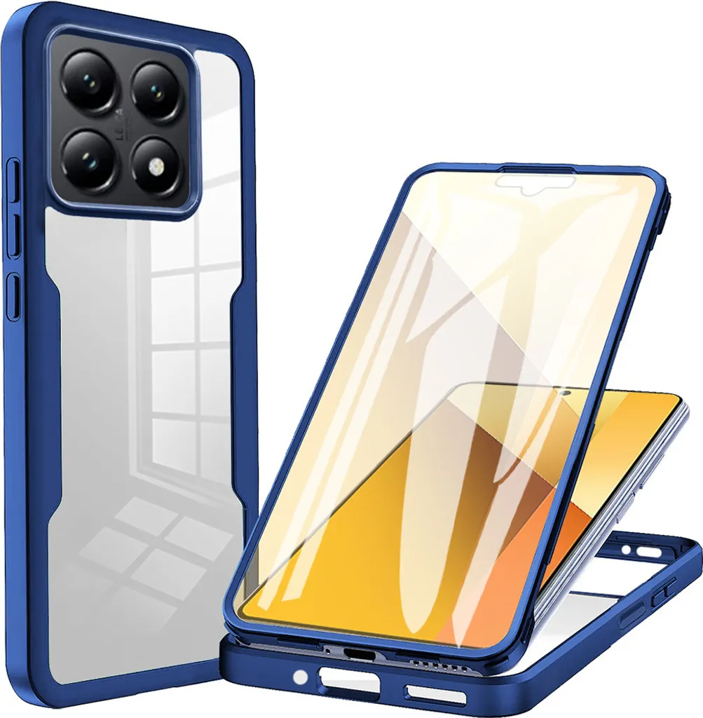 Custodia Elegante Blu Xiaomi 14T Protezione Display 360 Gradi