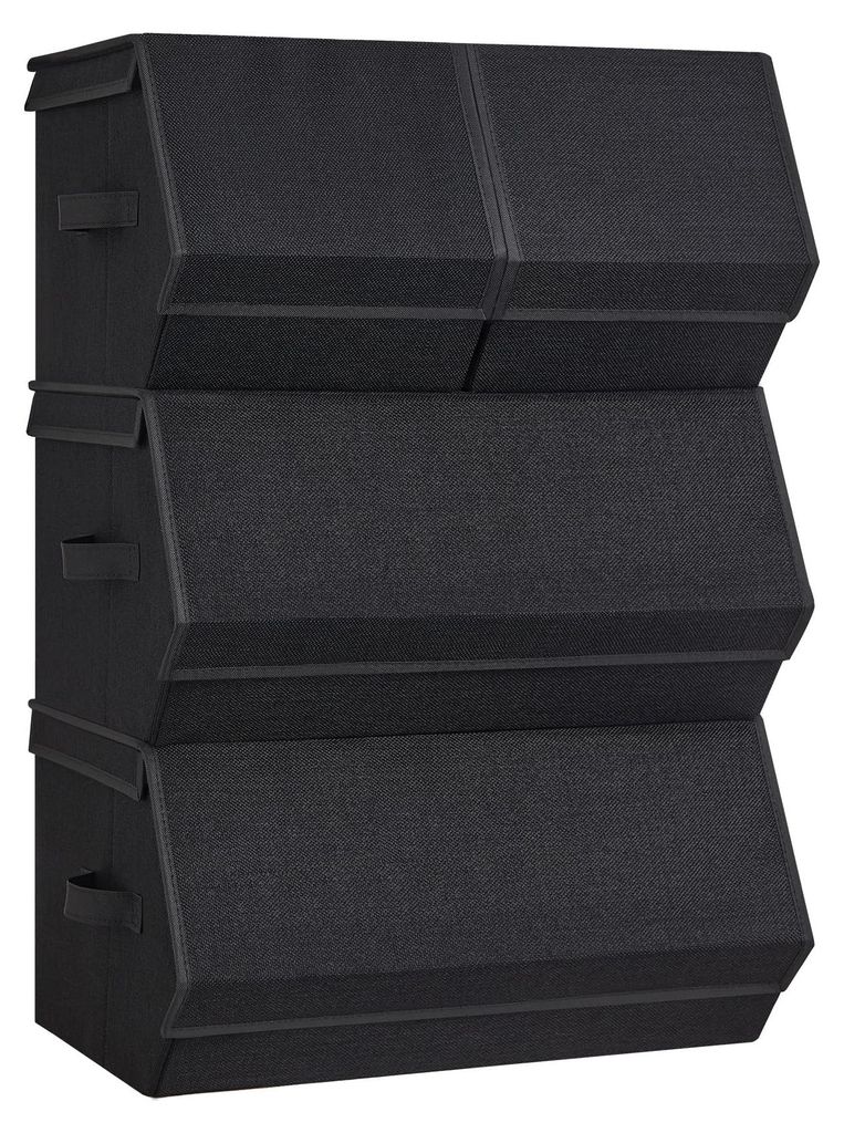 Aufbewahrungsbox mit Deckel, 4er-Set Kleiderschrank-Organizer, stapelbar, faltbar mit Magnetverschluss, Stoffaufbewahrungsboxen für Kleidung und B...