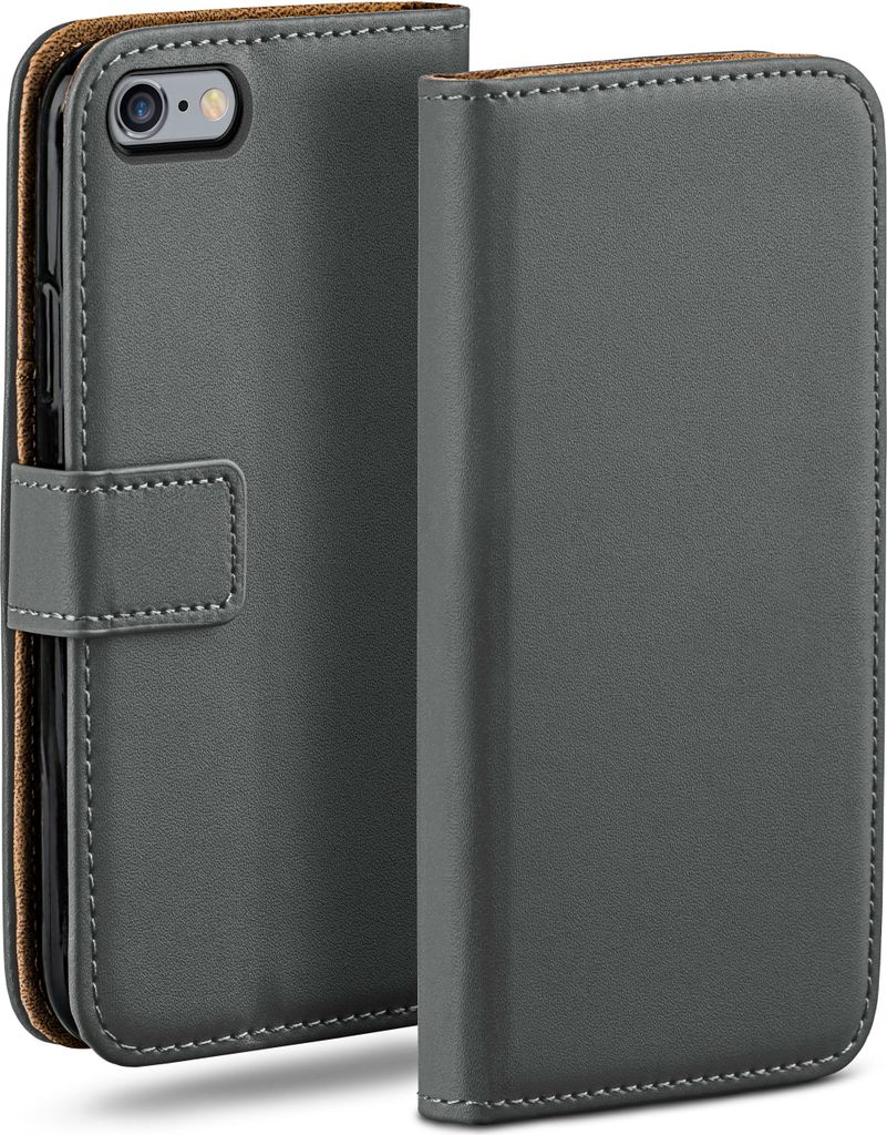 moex Book Case kompatibel mit iPhone 6s / iPhone 6 - Hülle 360 Grad klappbar, Dunkelgrau