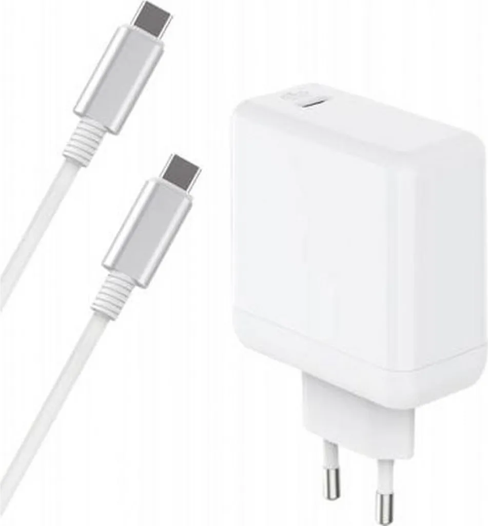 Chargeur Secteur USB-C 65W GaN et Câble de Charge 2m Blanc Eco