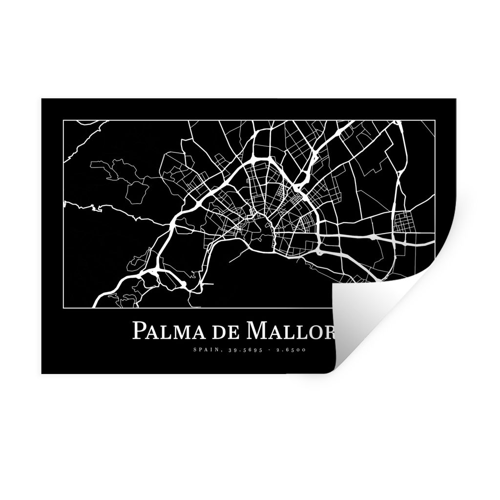MuchoWow Wandtattoo Wandsticker Wandaufkleber Karte - Stadtplan - Palma de Mallorca - Karte 60x40 cm Selbstklebend und Repositionierbar - Wierder...
