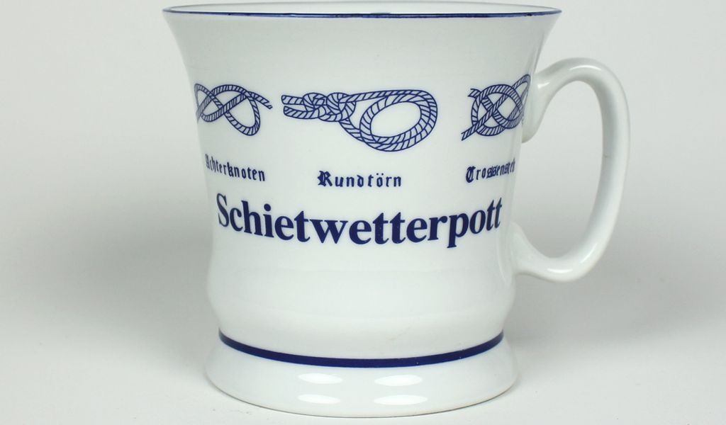 Schietwetterpott mit Seemannsknoten hoch Kaffeebecher Produktbild 