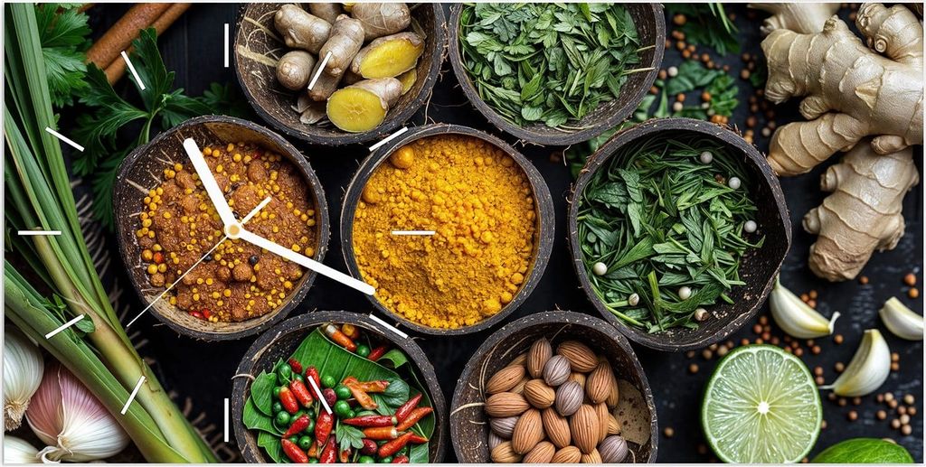 Wanduhr aus Glas mit Motiv Gewürz Variationen- 60 x 30 cm - inkl. Aufhängesystem