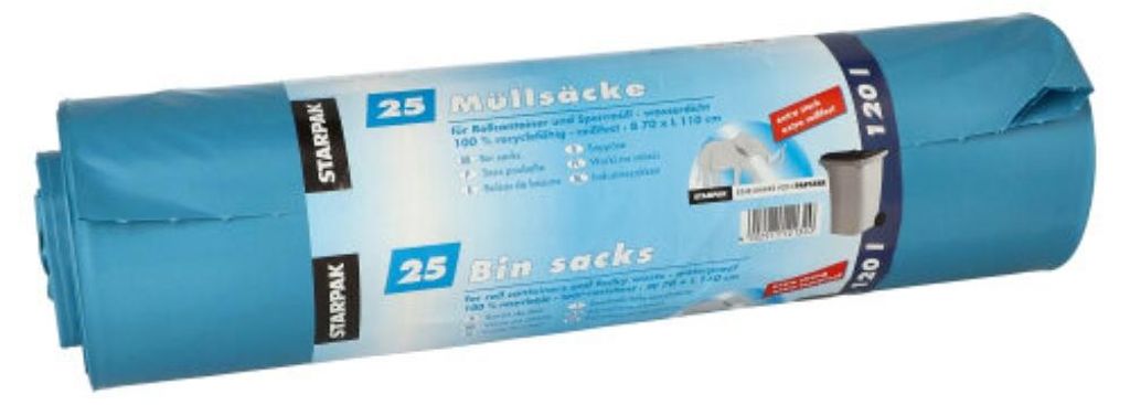 Papstar 12132, 120 l, Blau, Lineares Polyethylen mit niedriger Dichte (LLDPE), 1100 mm, 700 mm, 25 Stück(e)