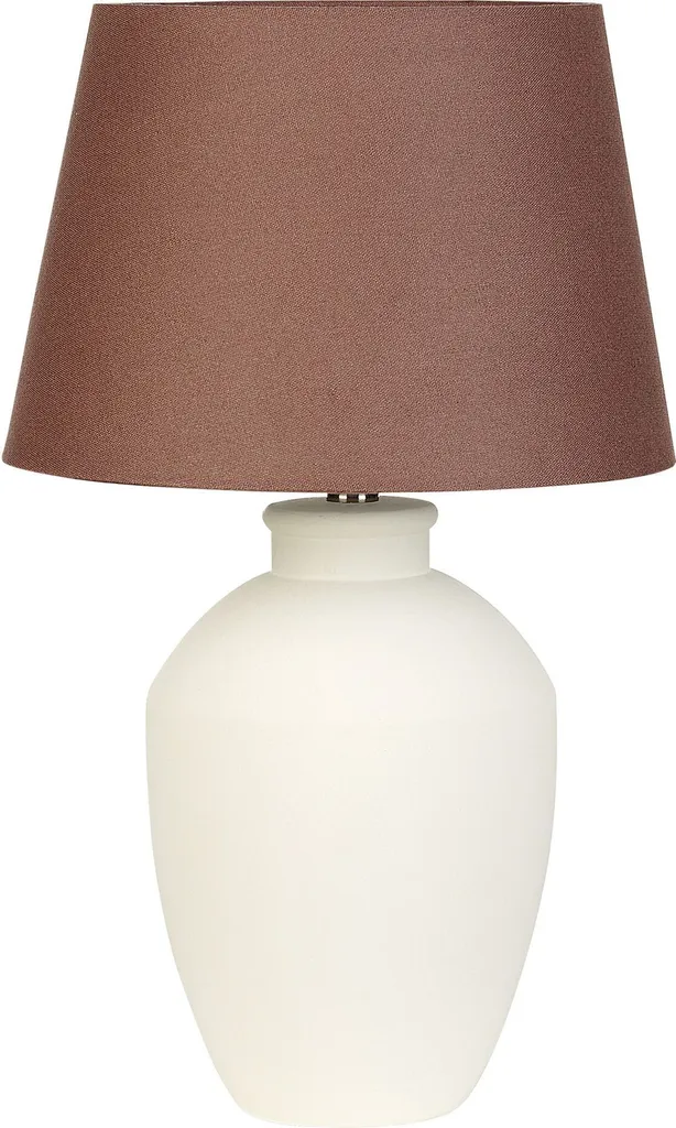 Grande lampe de chevet céramique 55 cm abat-jour tambour blanc crème