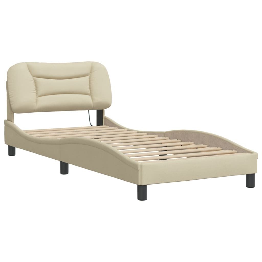Bettgestell ohne Matratze "Hvar" Creme 80x200 cm Stoff
