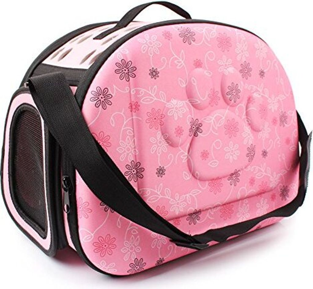 Atmungsaktives faltbares Außentierbeutel Hunde Katze Komfort mittelgroße Träger (Pink)