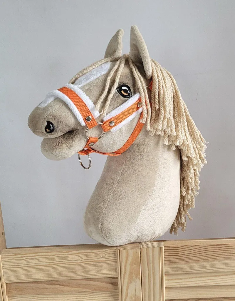 Cavezza Hobby Horse A3 Horse Hall - Edizione Arancio Neon Pelliccia