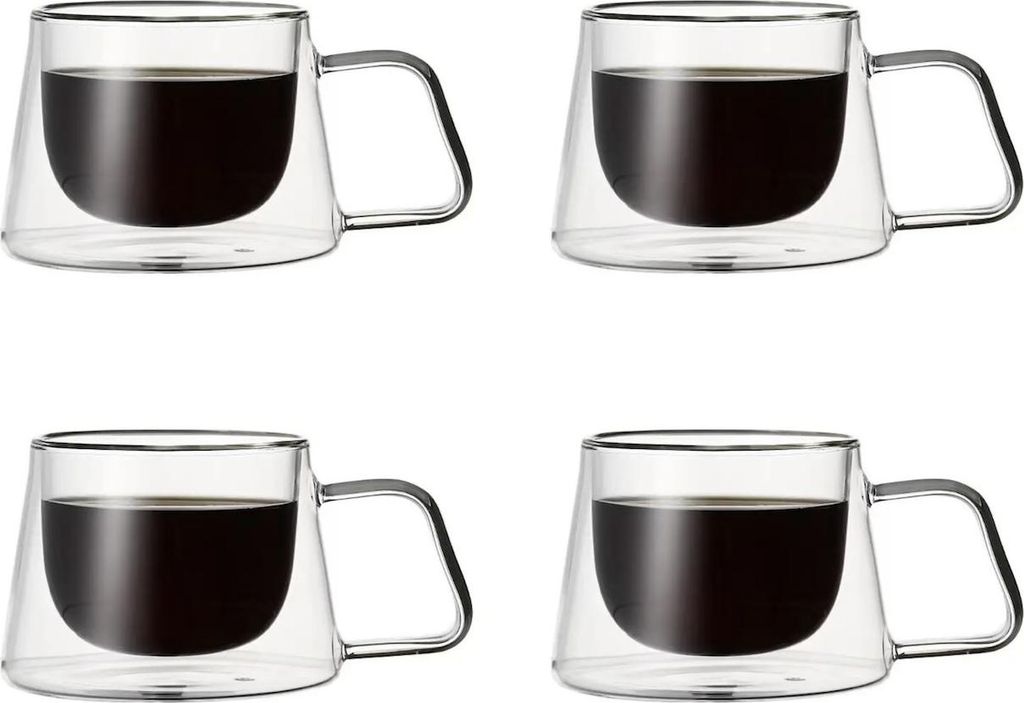 RHP doppelwandige Thermogläser im 2/4/6-teiligen Set – hitzebeständige Kaffeegläser mit Henkel für Cappuccino, Latte Macchiato & Tee. Elegant...