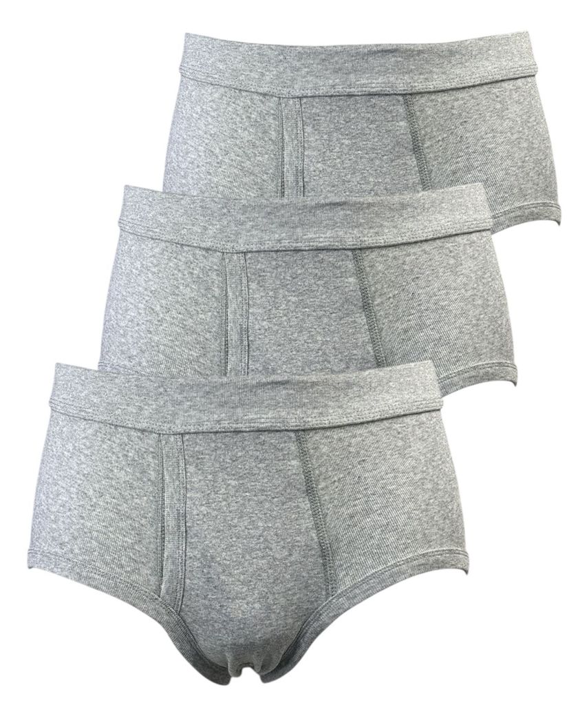 Toker Collection Slip Herrenslip mit Eingriff klassischer Schnitt blau oder grau meliert, Farbe Grau, Größe 12