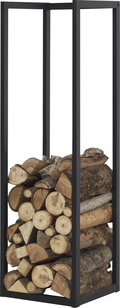 Étagère à bois compacte Tanum 120 cm noire pour ranger et sécher le bois