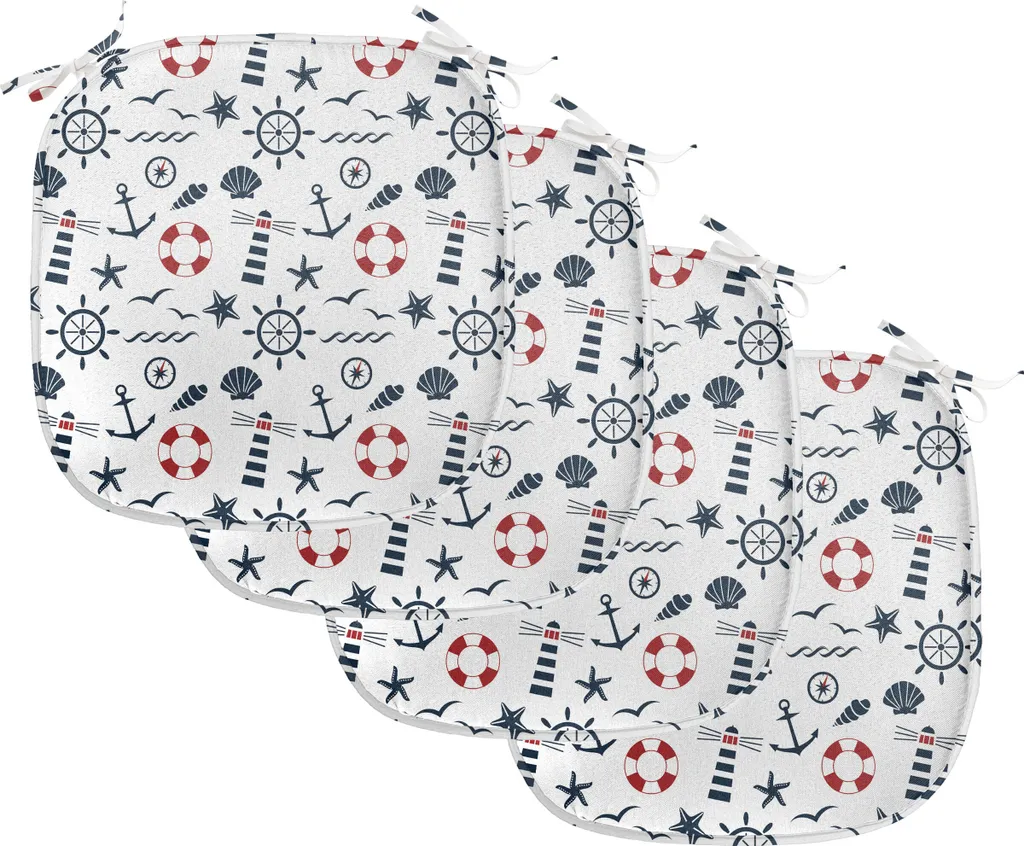 ABAKUHAUS Cuscini Sedie 40x40 Impermeabili Nautical Confezione da 4