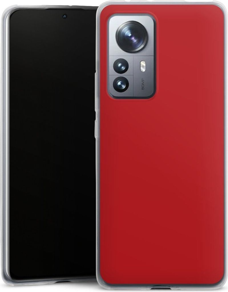DeinDesign Slim Hülle für Xiaomi 12 Pro 5G Silikon Case Ultra Dünn Handyhülle Farbe Rot einfarbig