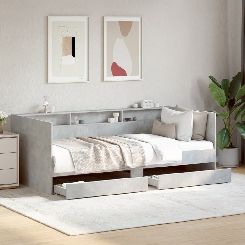 "Dezember-Aktion" Tagesbett mit Schubladen - ohne Matratze - Betongrau 75x190 cm - - Klassische Betten LL123