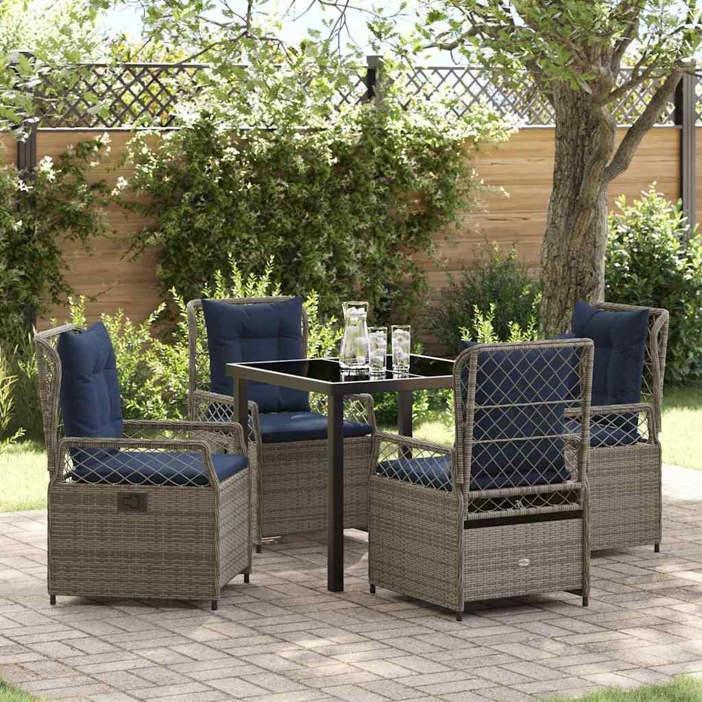 Maison Exclusive - Garten Essgruppe 5 pcs Grau Poly-Rattan
