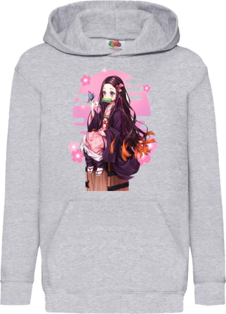 Kinder Kapuzenpullover Demon Anime Slayer Nezuko Kamado 100, 12-13 Jahr - 152 / Grau