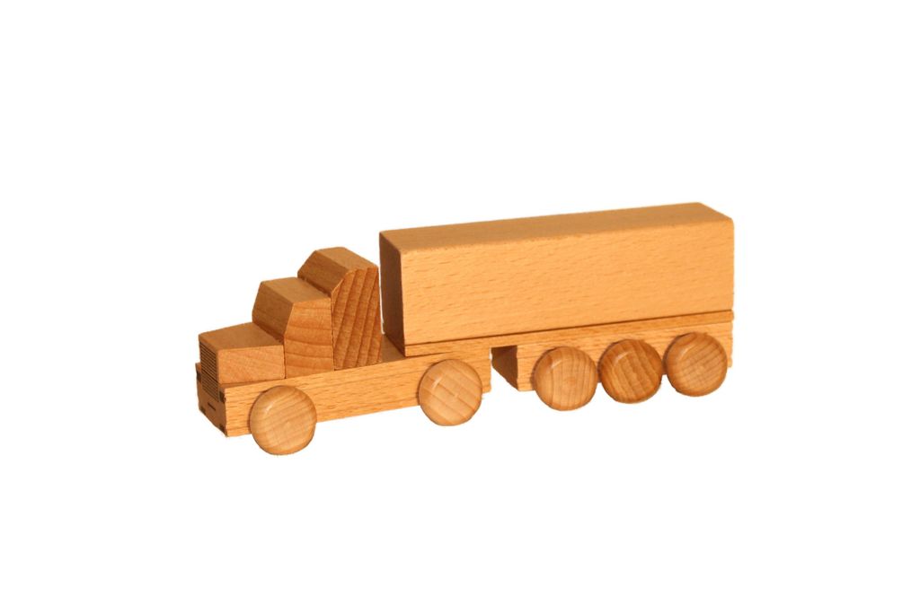 Holzspielzeug Sattelzug mit Pritsche natur Länge ca. 15 cm NEU