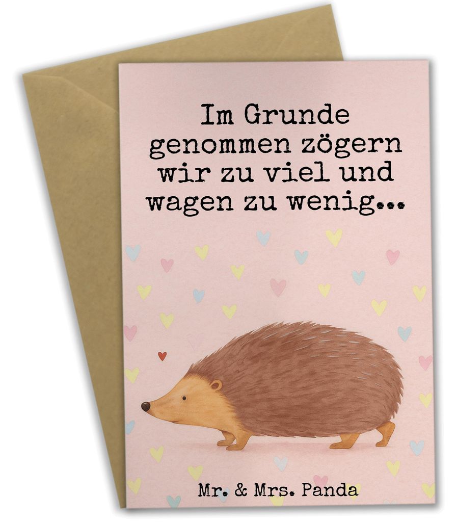 Mr. & Mrs. Panda Glückwunschkarte Igel Herzen Design - Weiß - Geschenk, Liebe, weihnachtskarten, Herz, hochzeitskarten, Grußkarten, Lustige Spr...