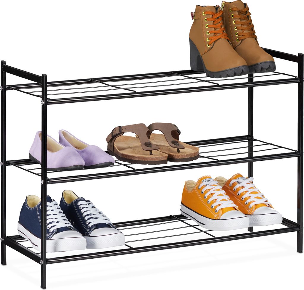 relaxdays Metall Schuhregal mit 3 Ablagen Produktbild 