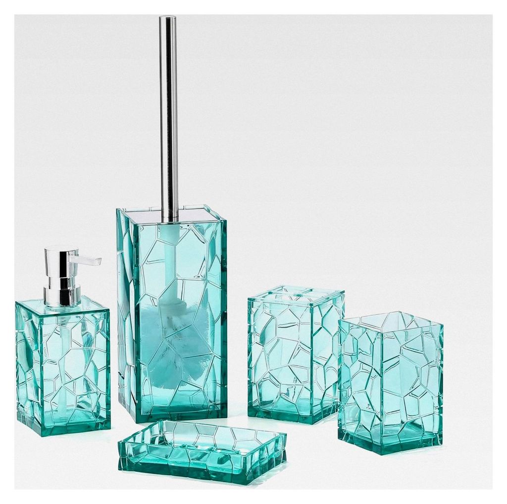 Transparentes Acryl-Badezimmerzubehör-Set – langlebig, rostfrei, transparentes Design – inklusive Seifenspender, Zahnbürstenhalter, Becher, S...