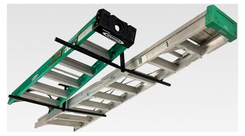 Doppelte Deckenhalterung für Leitern, Hi Port 2 Garage Lagerung und Organisation