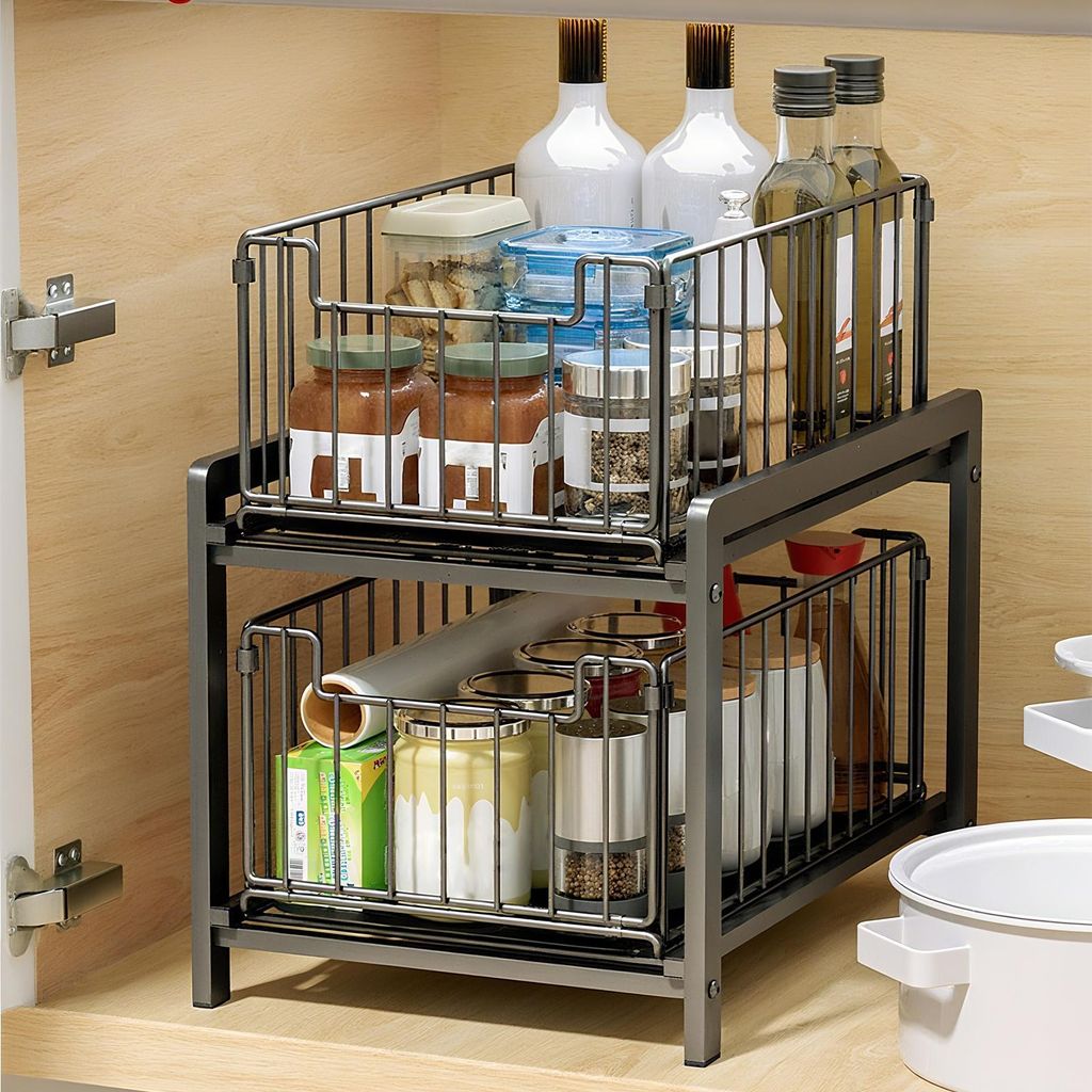 2 Etagen Metall Spülschrank Organizer,Unter Waschbecken Produktbild 