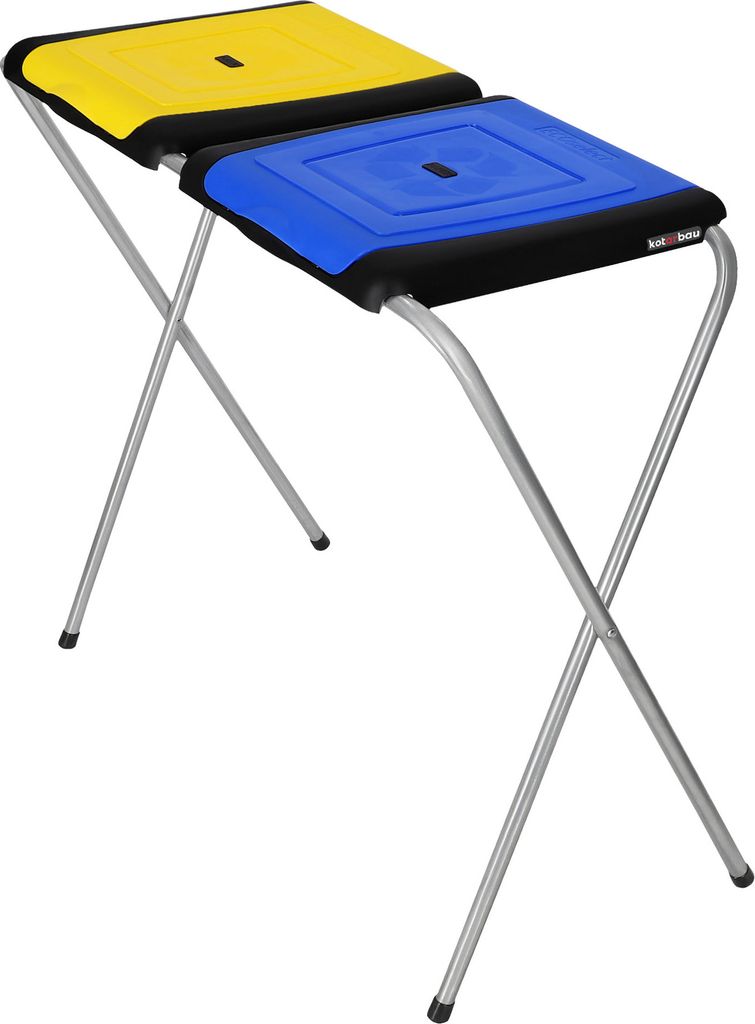 KOTARBAU Müllsackständer Doppelt Müllbehälter 33 x 77 x 85 cm Blau Gelber Sack Ständer Metall Plastikmüllständer Müllständer Müllsackha...