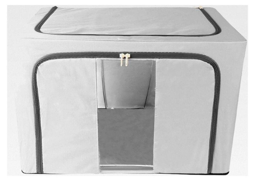 Faltbare Aufbewahrungsbox mit 100 l Volumen und Stahlrahmen - Grauer Oxford Stoff für Kleidung