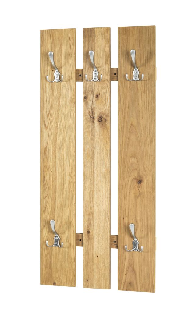 HAKU Wandgarderobe edelstahloptik, eiche - Echtholzfurnier, Produktbild 