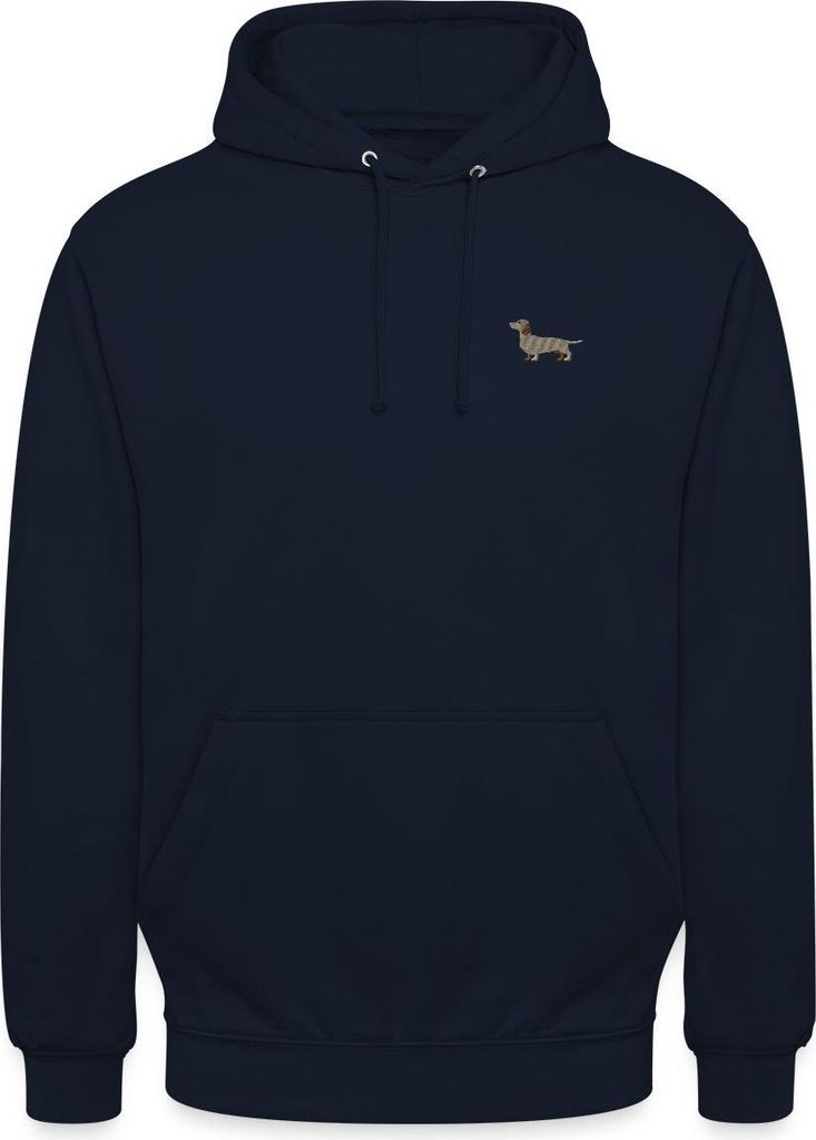Spreadshirt Dackel Stickerei Uni Hoodie, 4XL, Navy