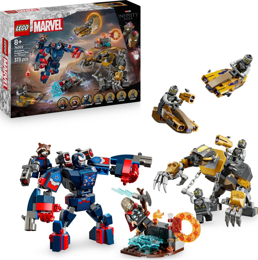 LEGO ǀ Marvel Avengers: Endgame Thor vs. Chitauri Bauset - Superhelden-Action mit dem Iron Patriot Mech und 7 Minifiguren - Geschenk für Jungen u...