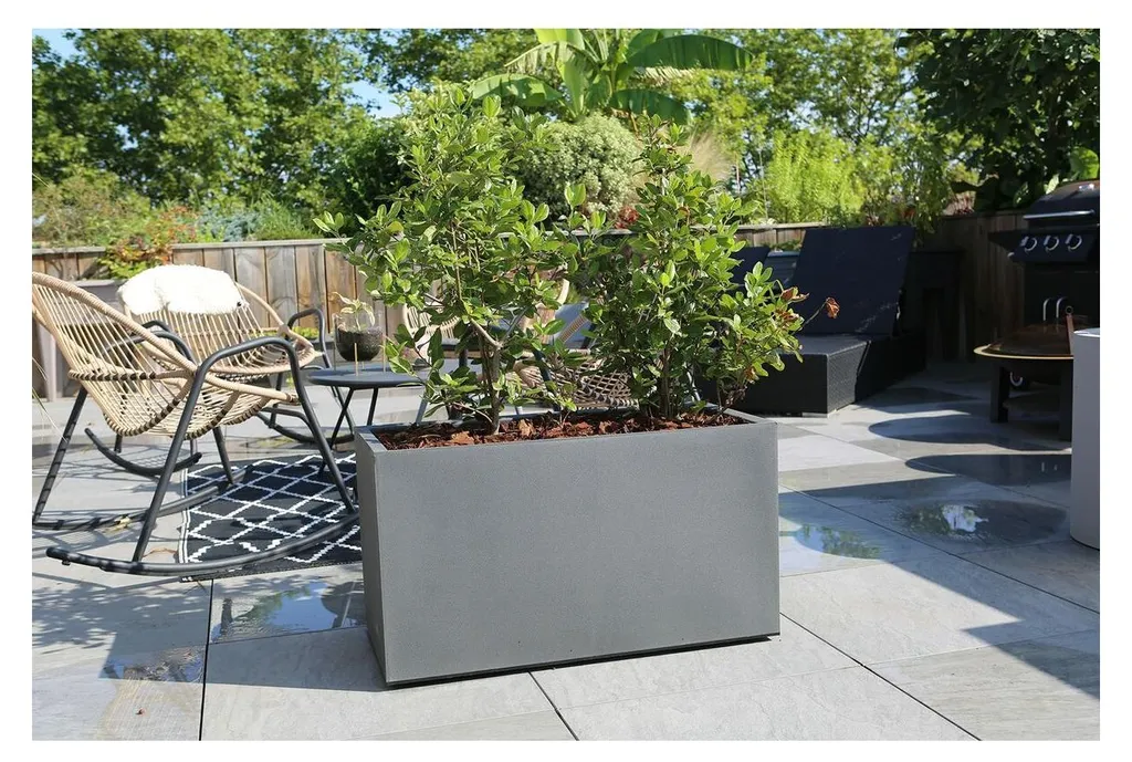 Bac à Fleurs Riviera Rectangulaire 80 cm Gris Aspect Granit Chic